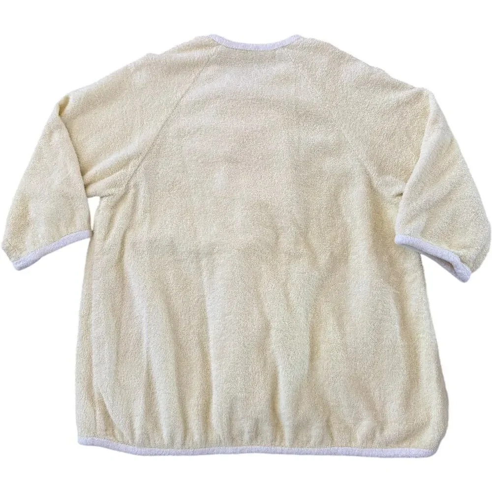 1960s Unbranded Cream Terry Cloth Button Housecoat yellow medium